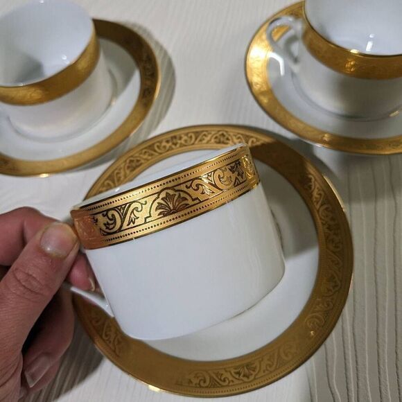 Philippe Deshoulieres Royal Trinanon Gold Tea Cup and Saucer 6pc Set - Picture 6 of 9